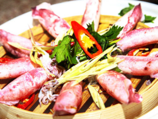 Mực lá hấp sả