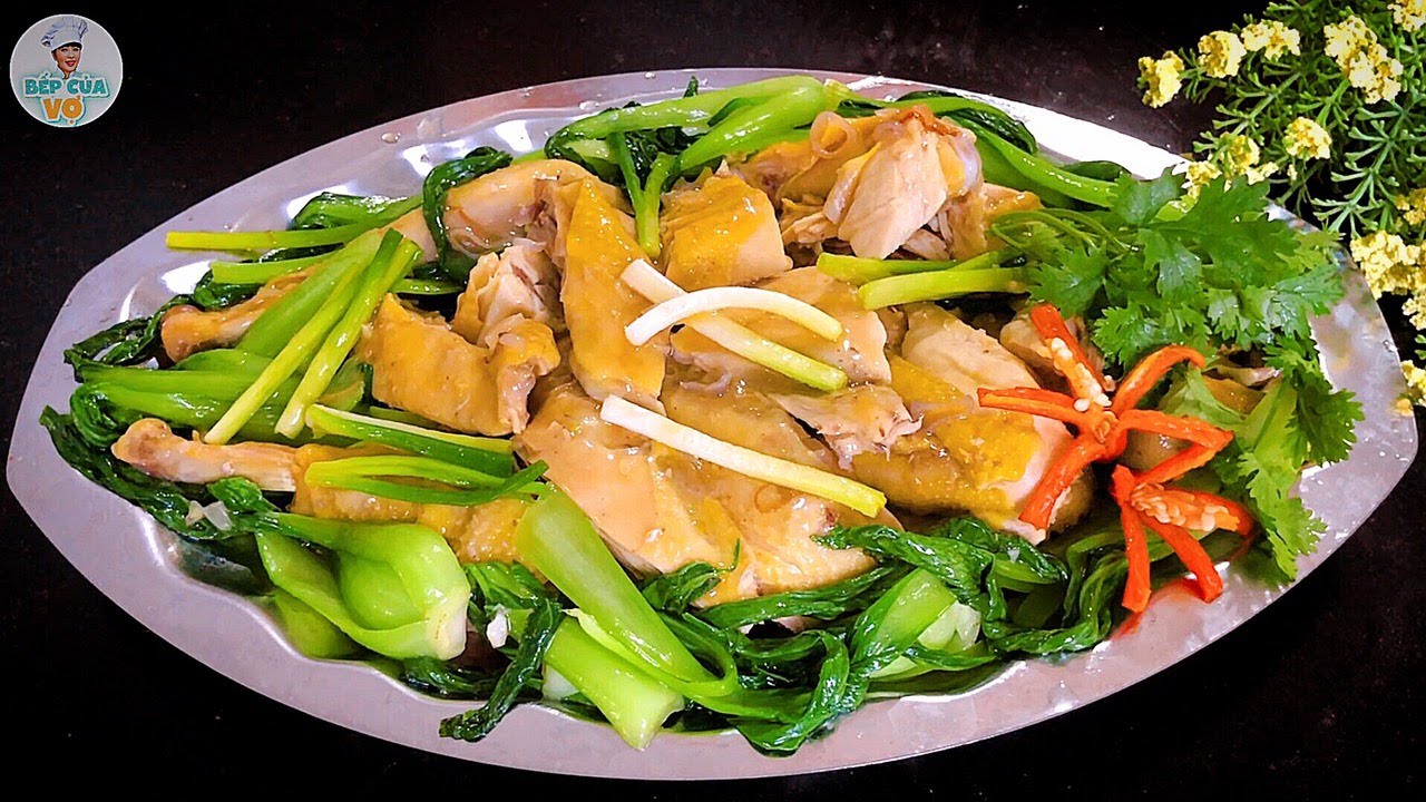 Gà tre hấp cải thìa