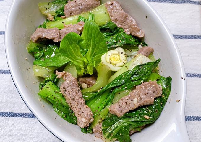 Cải thìa xào bò