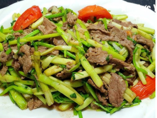 Rau cần xào thịt bò